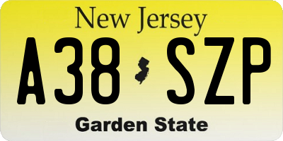 NJ license plate A38SZP