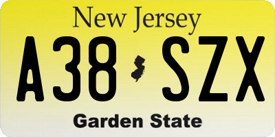 NJ license plate A38SZX