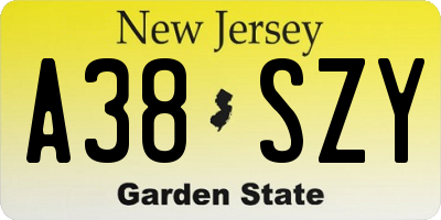 NJ license plate A38SZY