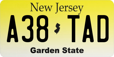 NJ license plate A38TAD