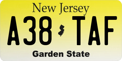 NJ license plate A38TAF
