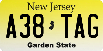 NJ license plate A38TAG