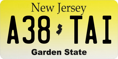 NJ license plate A38TAI