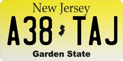 NJ license plate A38TAJ