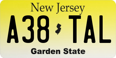 NJ license plate A38TAL
