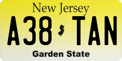 NJ license plate A38TAN
