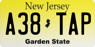 NJ license plate A38TAP
