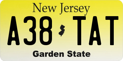 NJ license plate A38TAT