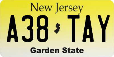 NJ license plate A38TAY