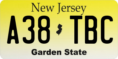 NJ license plate A38TBC
