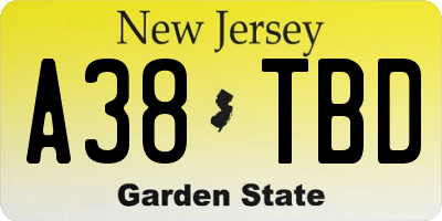 NJ license plate A38TBD