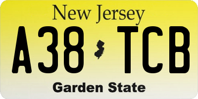 NJ license plate A38TCB