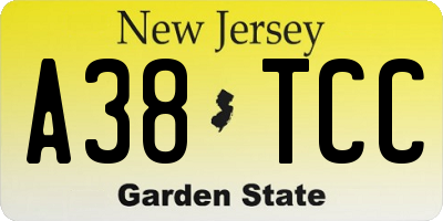 NJ license plate A38TCC