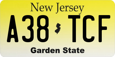 NJ license plate A38TCF