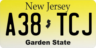 NJ license plate A38TCJ