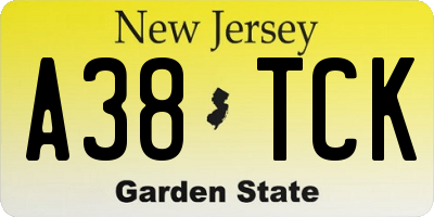 NJ license plate A38TCK