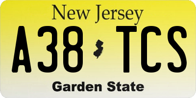 NJ license plate A38TCS