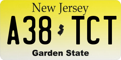 NJ license plate A38TCT