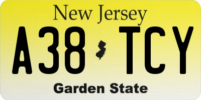 NJ license plate A38TCY