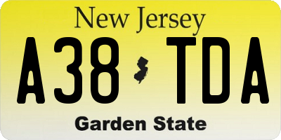 NJ license plate A38TDA