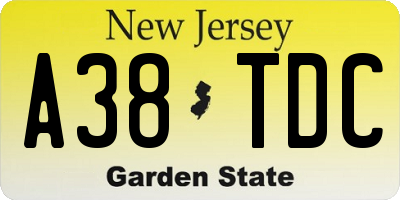 NJ license plate A38TDC