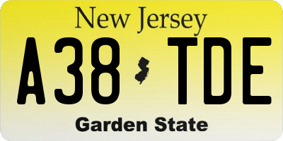 NJ license plate A38TDE