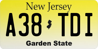 NJ license plate A38TDI