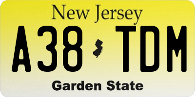 NJ license plate A38TDM