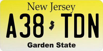 NJ license plate A38TDN