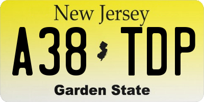 NJ license plate A38TDP