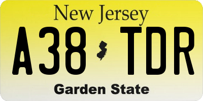 NJ license plate A38TDR
