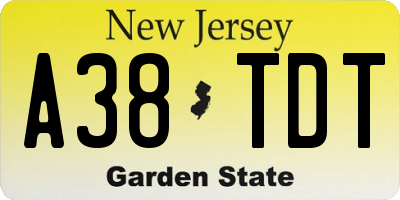 NJ license plate A38TDT