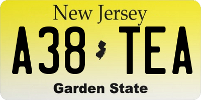 NJ license plate A38TEA