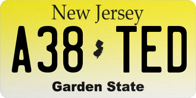 NJ license plate A38TED