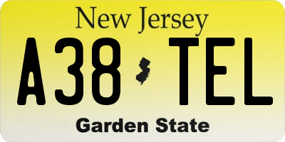 NJ license plate A38TEL