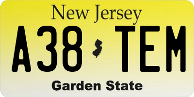 NJ license plate A38TEM