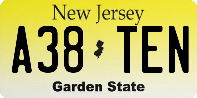 NJ license plate A38TEN