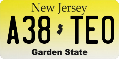 NJ license plate A38TEO