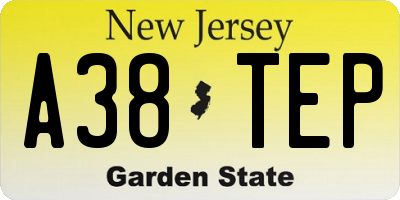 NJ license plate A38TEP