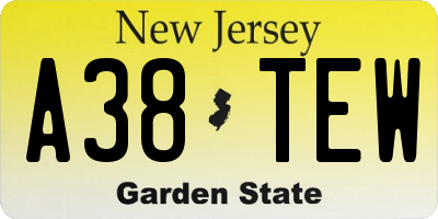 NJ license plate A38TEW
