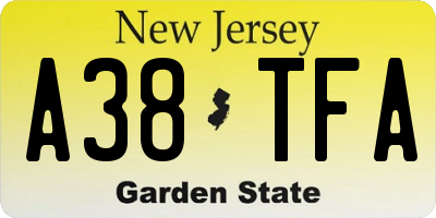NJ license plate A38TFA