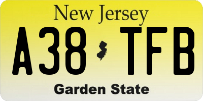 NJ license plate A38TFB