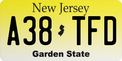 NJ license plate A38TFD