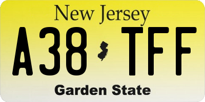 NJ license plate A38TFF