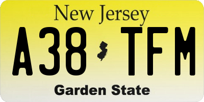 NJ license plate A38TFM