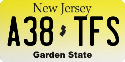 NJ license plate A38TFS
