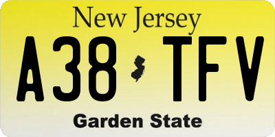 NJ license plate A38TFV