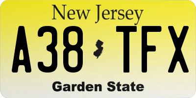 NJ license plate A38TFX