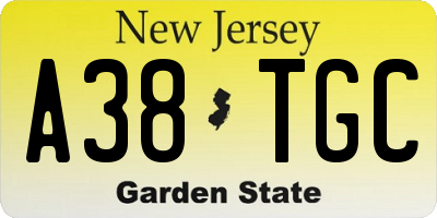 NJ license plate A38TGC