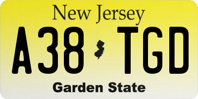 NJ license plate A38TGD